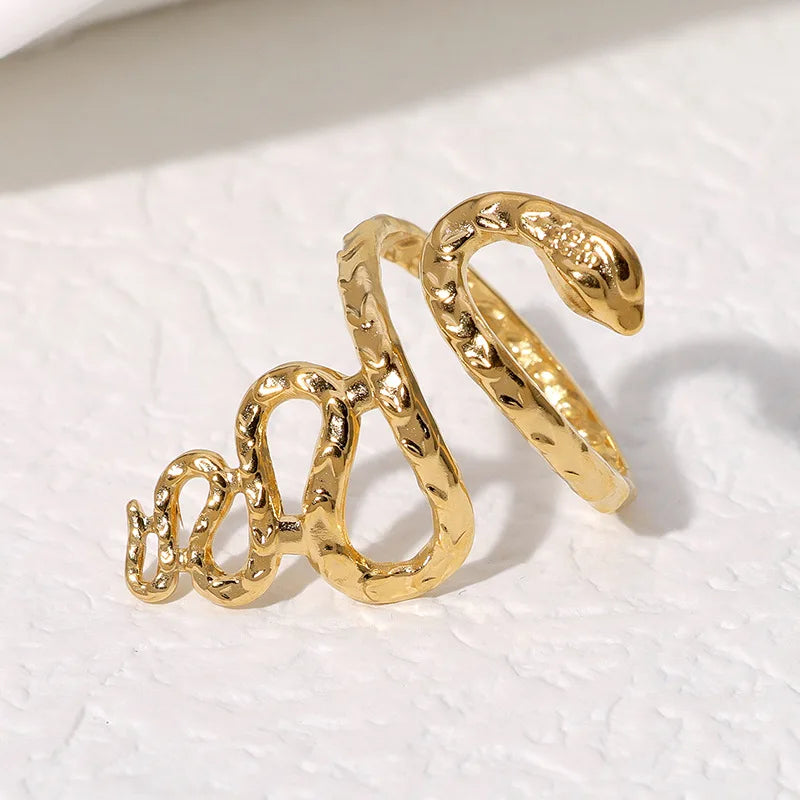 Beimai OEM Anillo Exaggerated Embossed Snake-shaped Stainless Steel Non-fading Open Ring
