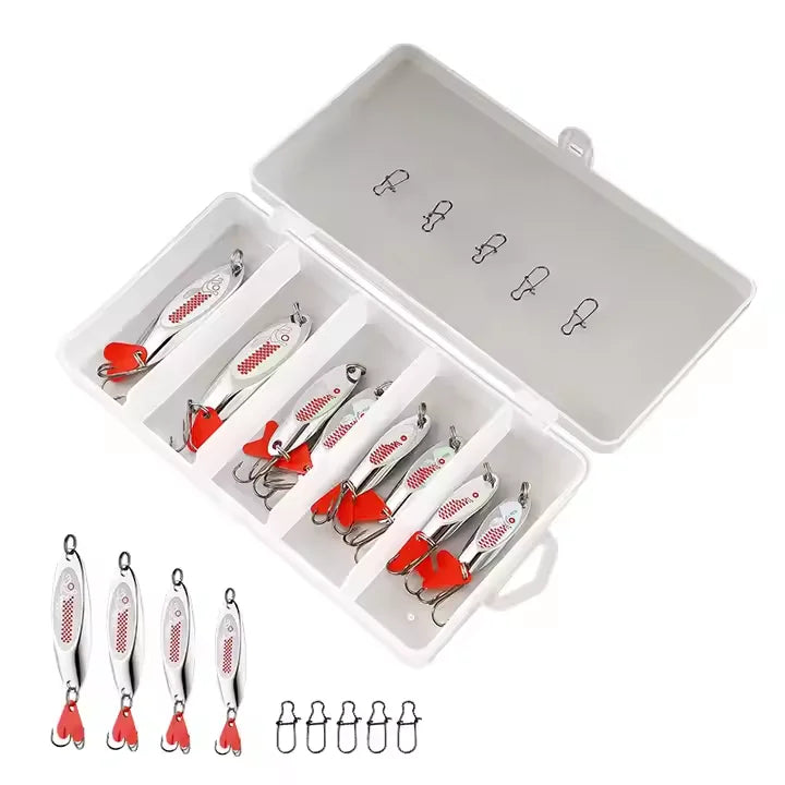 8pcs/box 7g 10g 14g 18g Metal Baits Set Bass Casting Hard Sequins Spinner Spoon Lure Metal Jig Lure Fishing Lures Set