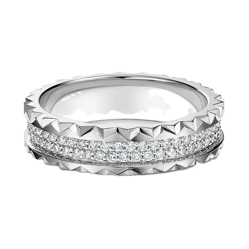 Classic Design Paving Diamond Ring HPHT CVD Lab Grown Diamond Wedding Ring 18K White Gold & 14K Platinum Fine Jewelry