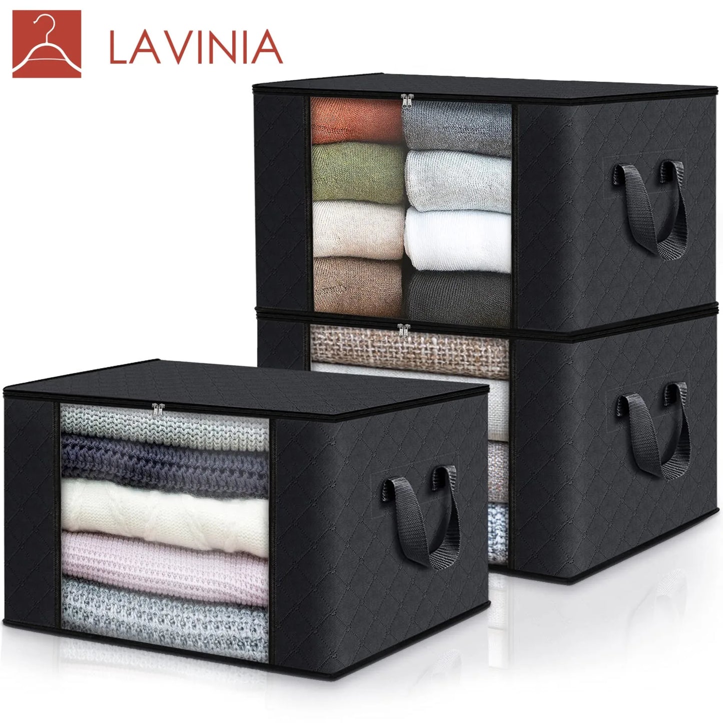 Lavinia Custom Wholesale Foldable Non-Woven Minimalist Design Home Organizer Storage Box Quilt Storage Bag Square Shape 35L