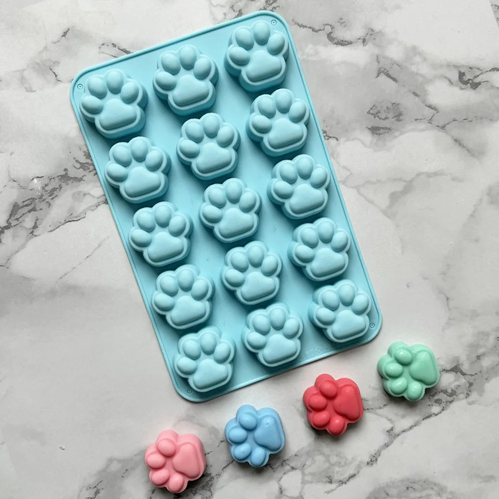 15 Cavity Silicone Pet Cake Molds Paw Shape Ice & Chocolate Molds Cake Tools