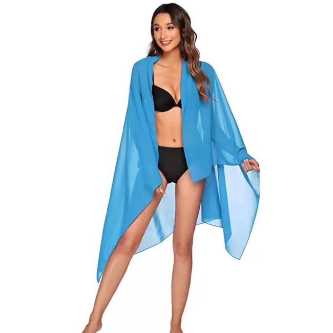 2024 Summer Sexy Chiffon Women Beach Dress Bikini Swimwear Cover up Sarong Wrap Pareo With 23 Colors