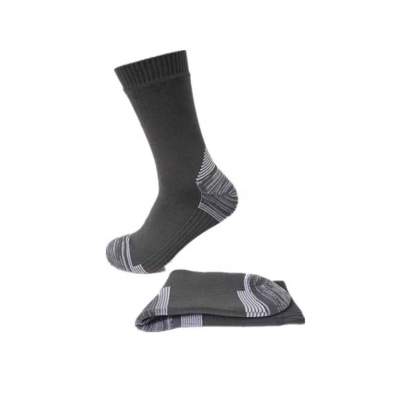 DIBEIREN Double Waterproof Breathable Knitted Socks Striped Crew for Extreme Sports Skiing Hiking Wading Autumn Adventure