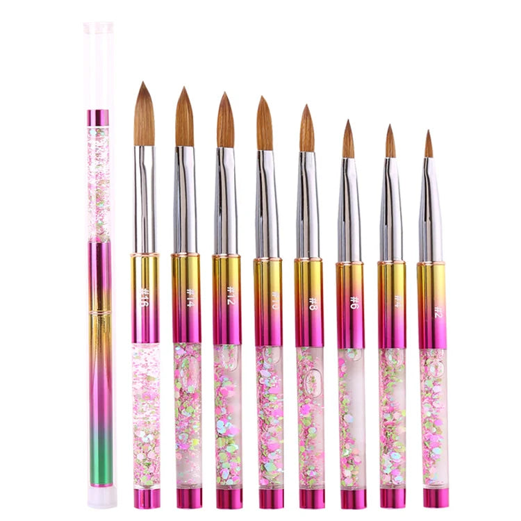 Professional Custom Logo Nail Japan Painting Tool Liquid Flower Handle Pure Kolinsky Acrylic Nail Art Brushes