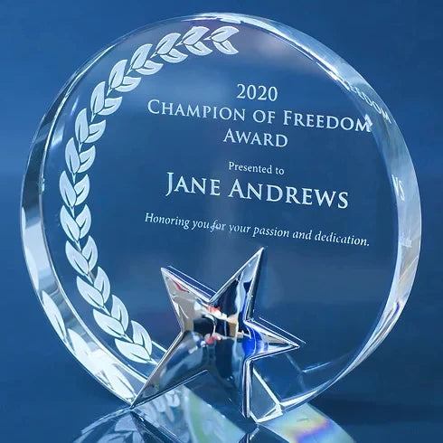 Souvenir Gift Medal Trophies Crystal Award Sublimation Crystal Glass Trophy Star Performance Crystal Award Trophy