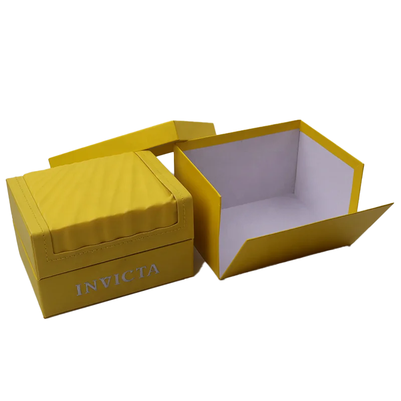 Customize New Design Single Yellow Pu Leather Watch Storage Box Case Special Shape Pillow Microfiber Lining Custom Logo Charm