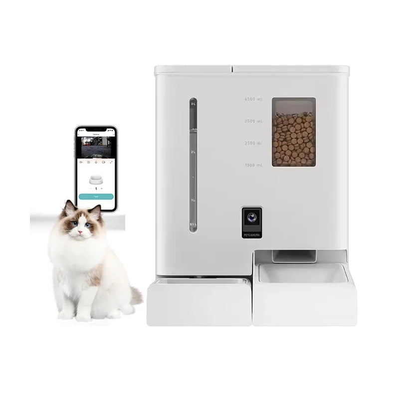 2026 New Smart Muti-function Pet Feeder  Camera APP Control Cat Dog Auto Food Drinking  All in One Food Feeder Water Fountain