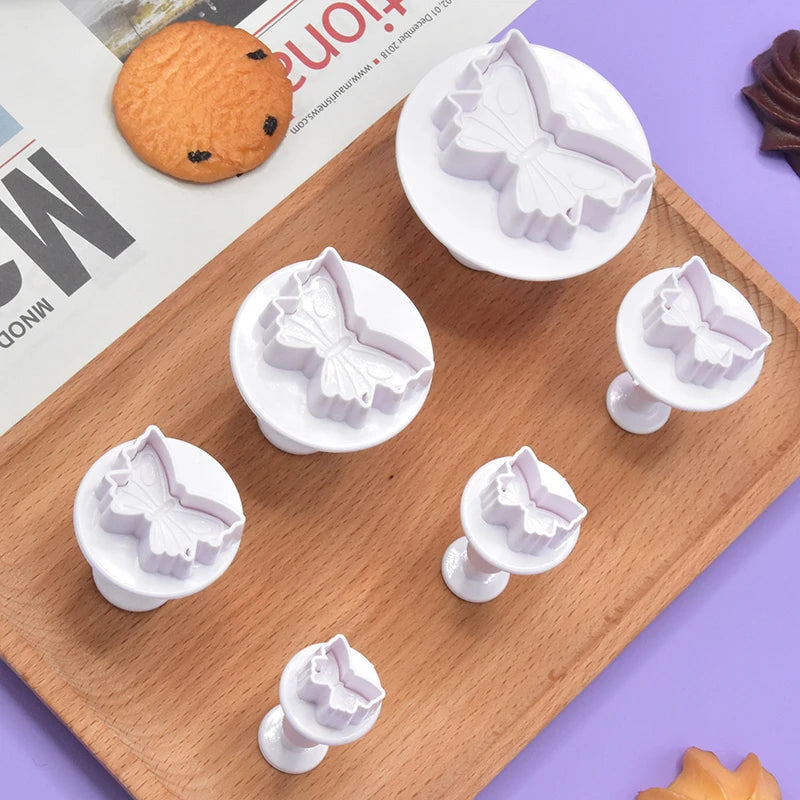 2024 Createklat New Tool for Cakes 3pcs Butterfly Shape Creative Embossing Eco-friendly Material Plastic Cookie Cutters