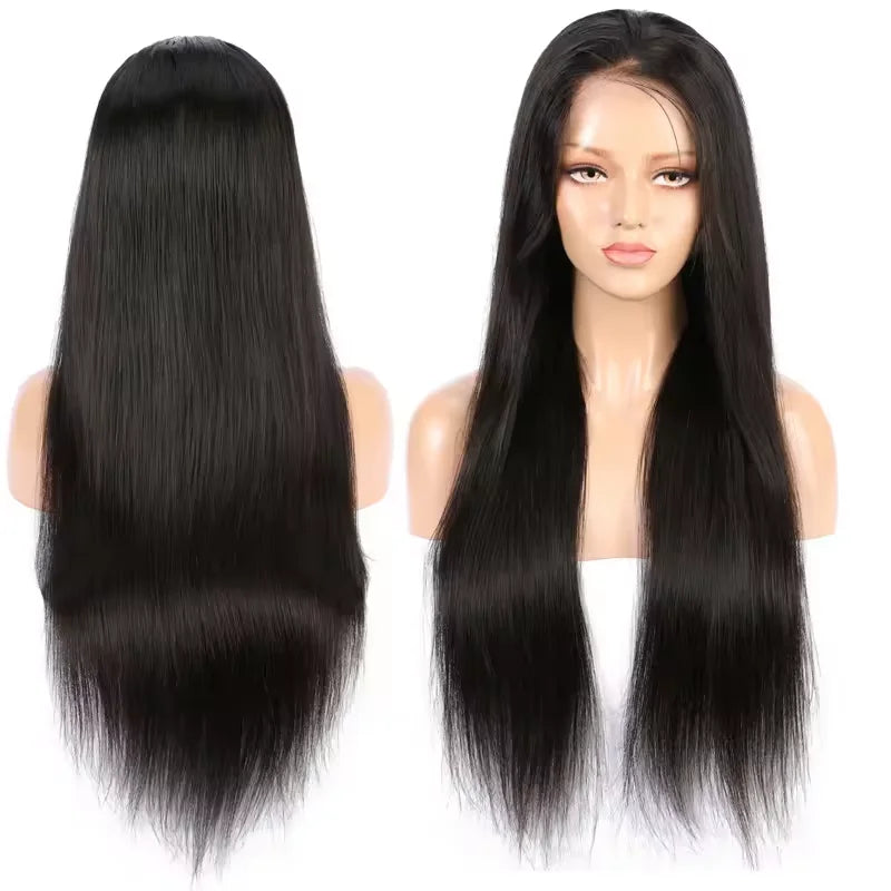 Hot Sample 100% Virgin Brazilian Human Hair HD Straight Lace Front Wig Wholesale Full Lace Frontal Wigs for Black Women Vendo