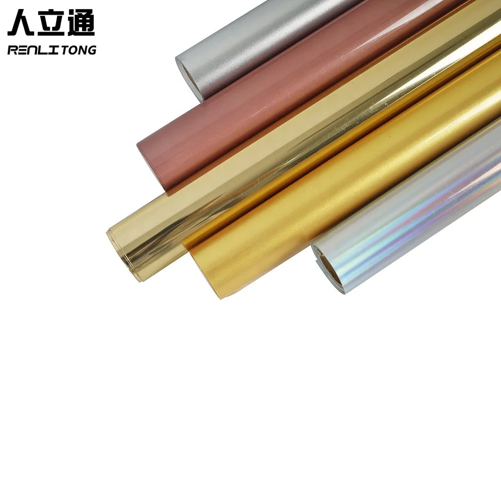 Renlitong Pu  Soft Metal  Htv  Heat Transfer Vinyl  Hot Peel Stickers Wrapping Wholesale
