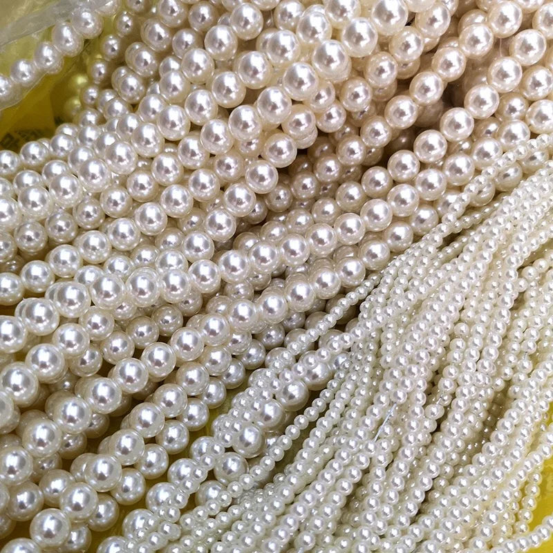 ABS Plastic Imitation Pearl Accessories High Brightness Half Empty Iron Wire Beaded Straight Hole Painted Technique
