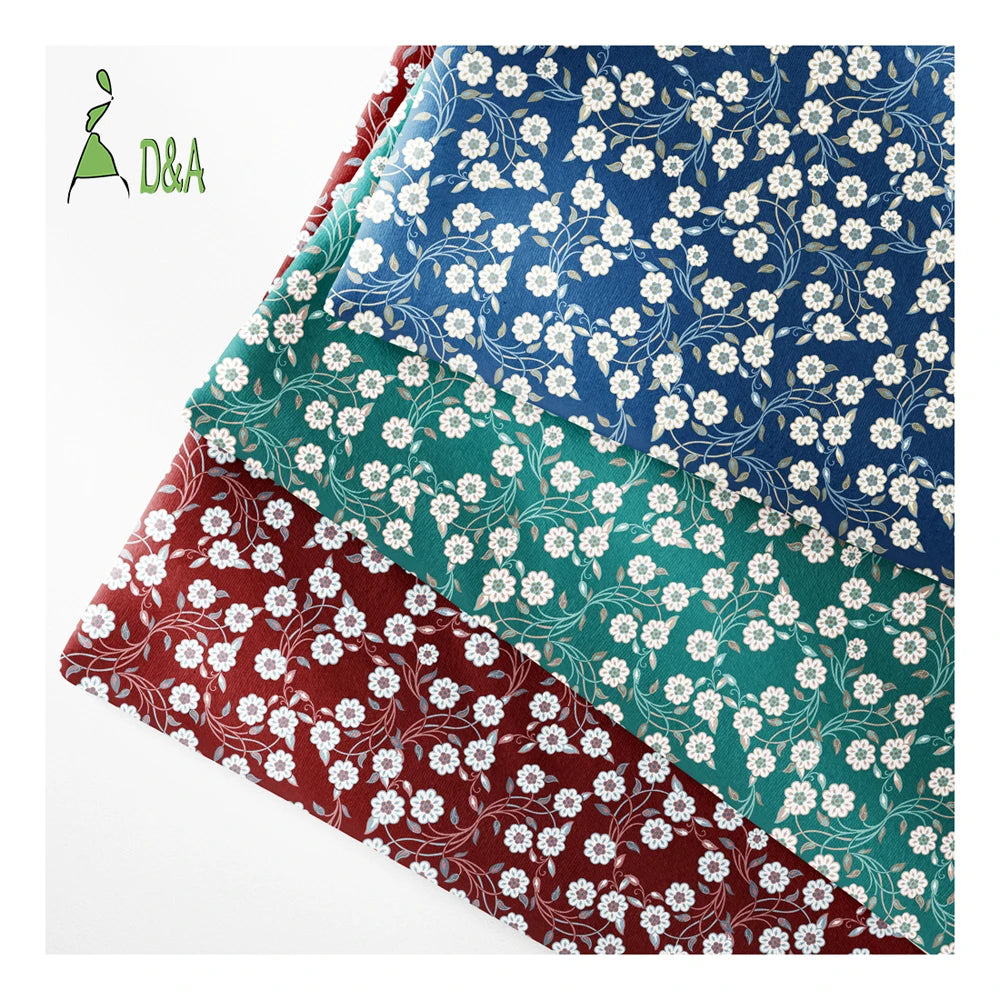 Custom Multi-Colored Small Flower Printed Fabric 100% Polyester Satin Fabric for Garment