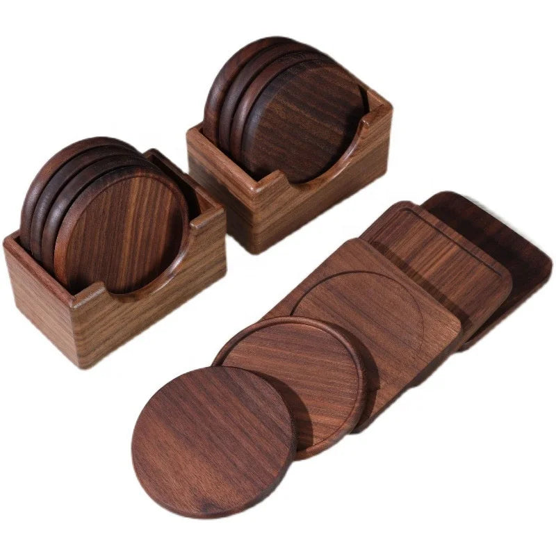 Wholesale Custom Blank Wood Cup Coaster Wooden Round Absorbent Slate Coasters Set for Tea Coffee Cup