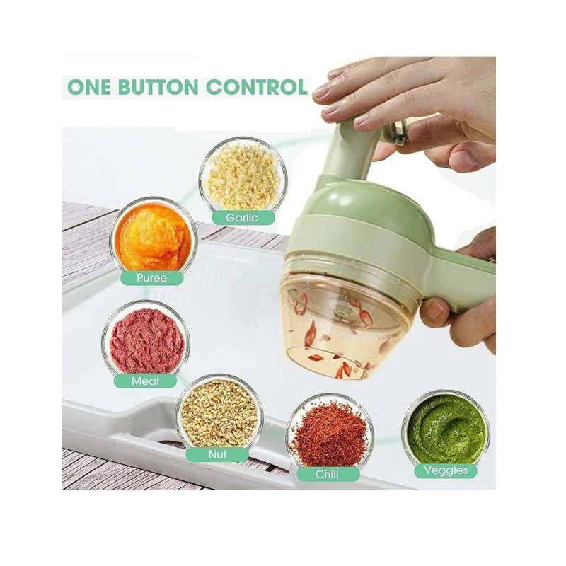 4 in 1 Handheld Electric Vegetable Cutter Set Wireless Gatling Portable Slicer Rechargeable Garlic Chopper