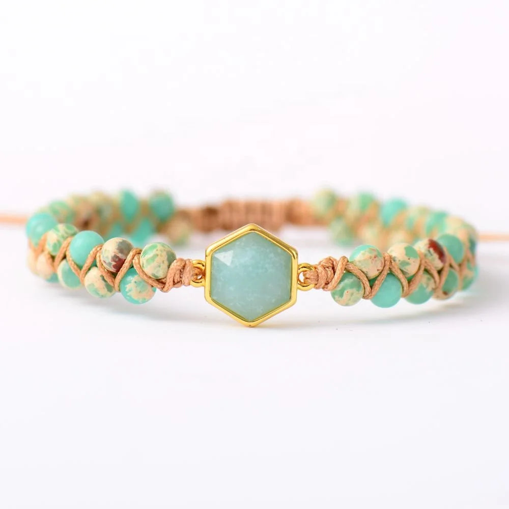 Handmade Boho Geometric Charm Bracelets Amazonite Stone Spiritual Jewelry for Women and Men Wholesale Bulk Fashion Accessorie