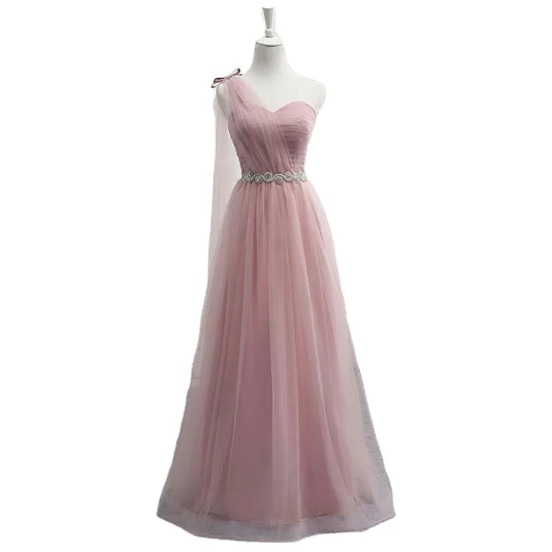 15154# Custom Made Various Styles Optional Simple Pink A-line Lace Bridesmaid Dress Elegant Evening Party Prom Dress Bridal G