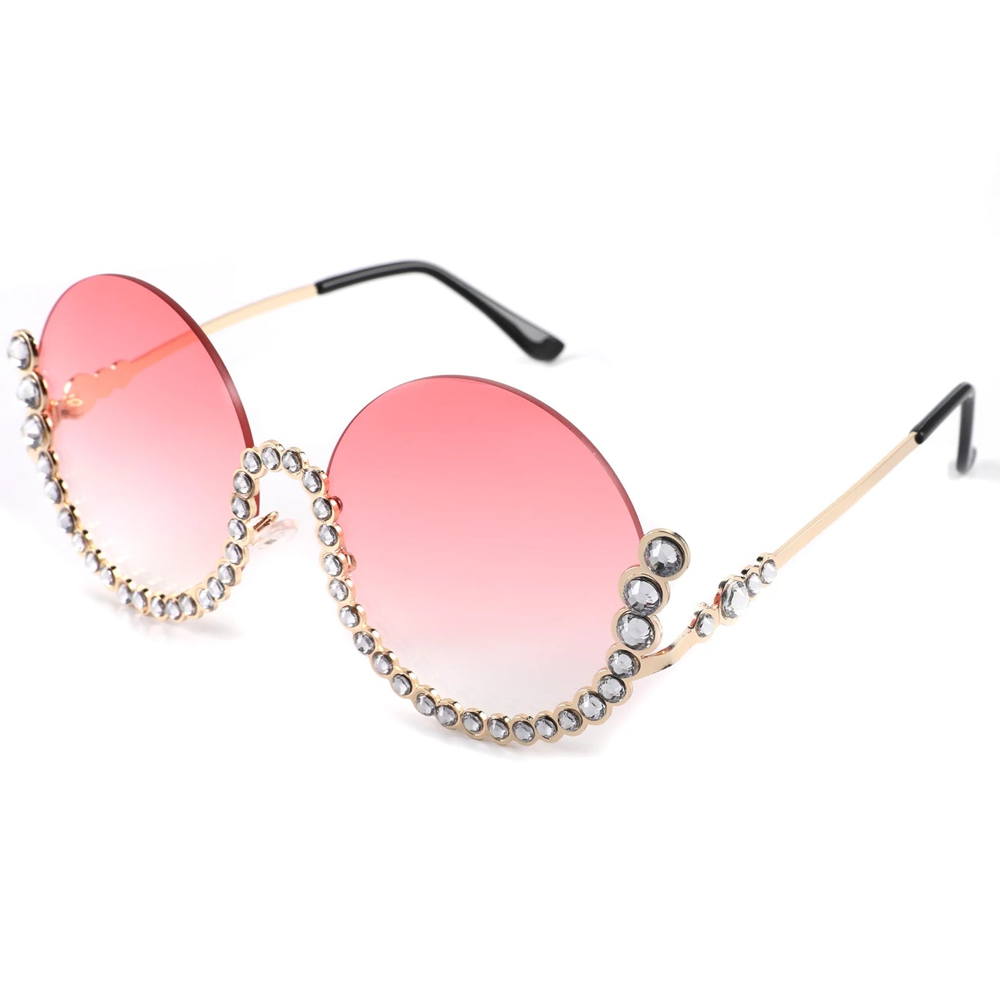 Personality Trend New Diamond-set Round Fashion Sunglasses Ladies Spice Cross-border Sunglasses Simple Wholesale