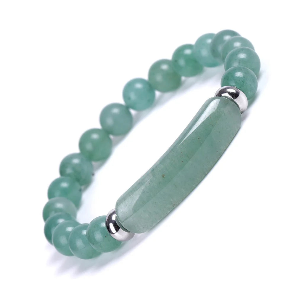 Bestone Hot Healing Crystal Adjustable Stretch 8mm Round Yoga Crystal Natural Gemstone Bead Bracelet for Men Women Bangles
