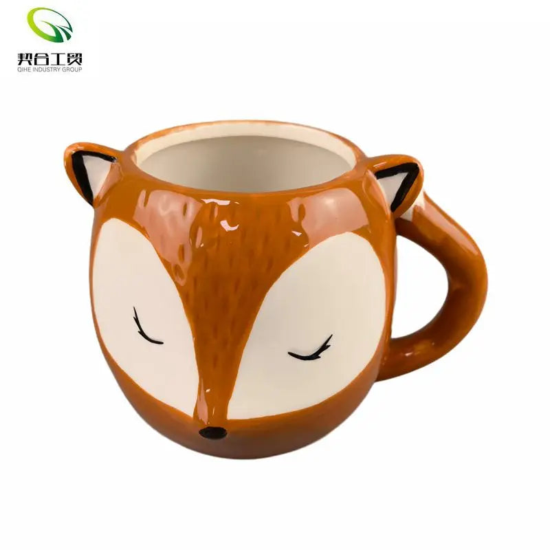 350ML Green Dolomite Ceramic Coffee Mug Fox Swan Whale 3D Cartoon Rope Handle Personalized Presents Office Cup Stocked