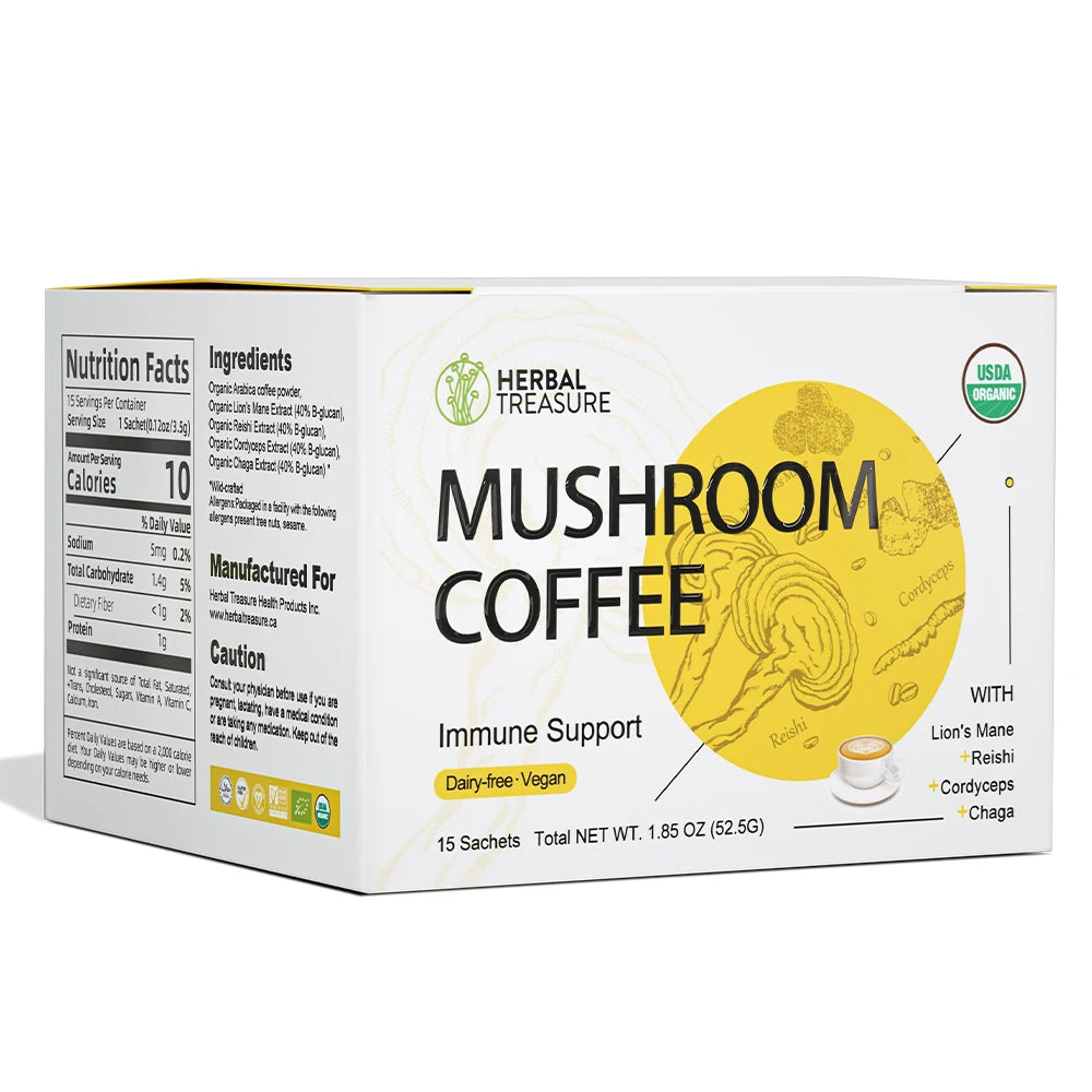 4 in 1 Mushroom Coffee Instant Coffee with Reishi Chaga Lions Mane Cordyceps Mushroom Extract