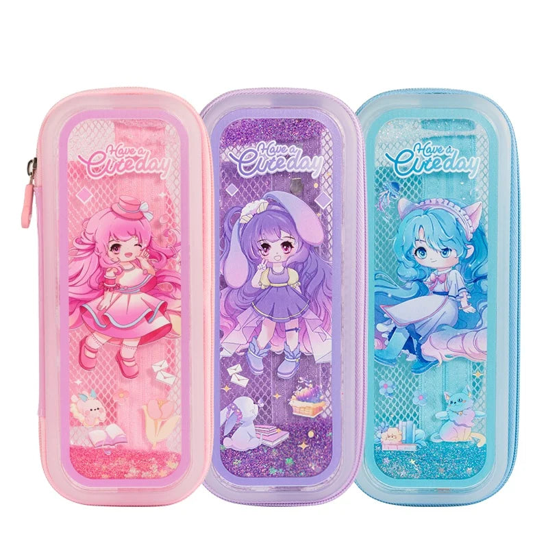 Deli BC180A Stereoscopic Cartoon Pattern Large Capacity Storage Girls Pencil Pouch Fashion Stationery Bag 96pcs Per Carton Se
