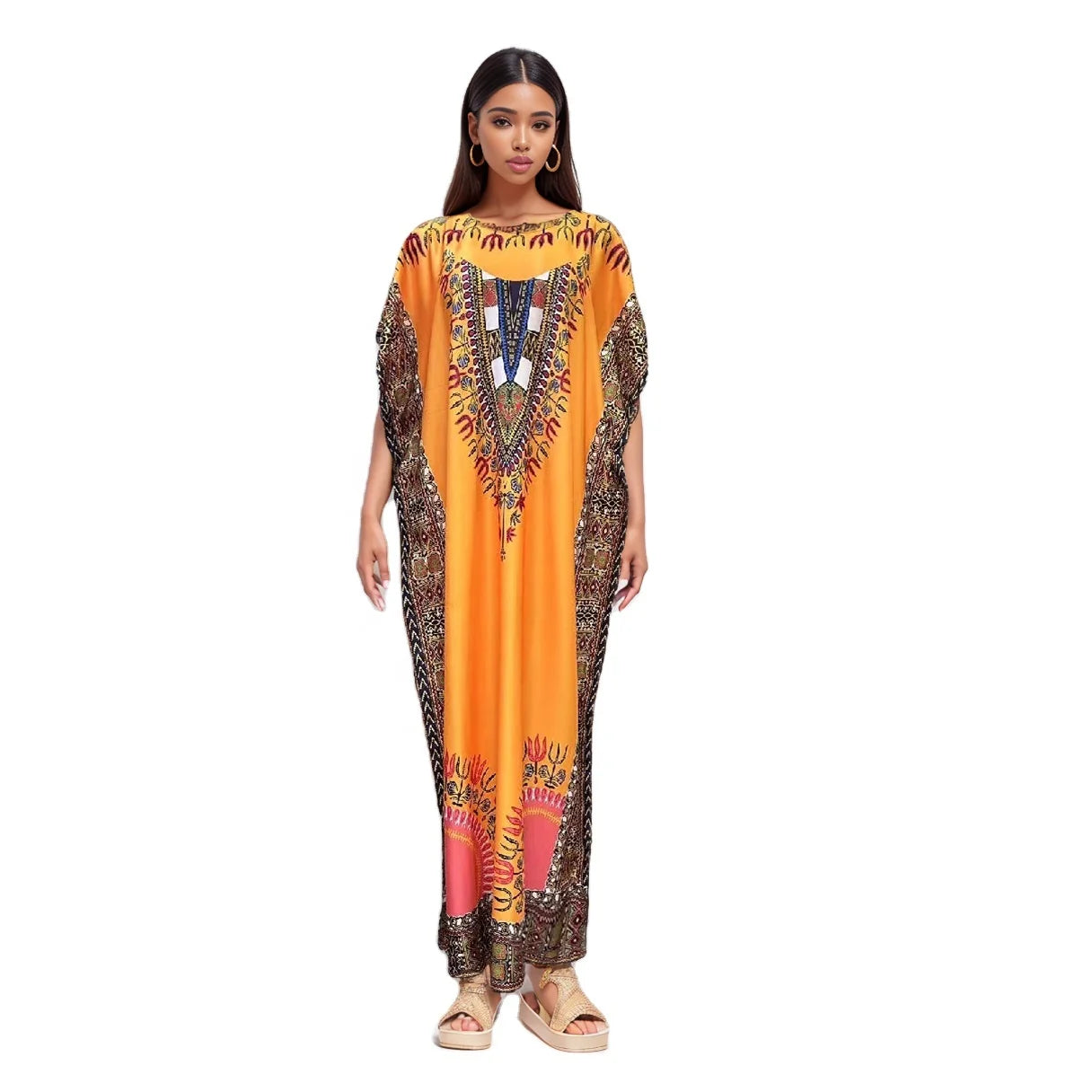 New Style Fashion Hot Selling Summer Ethnic Print Loose African Elegant Women Casual Dress