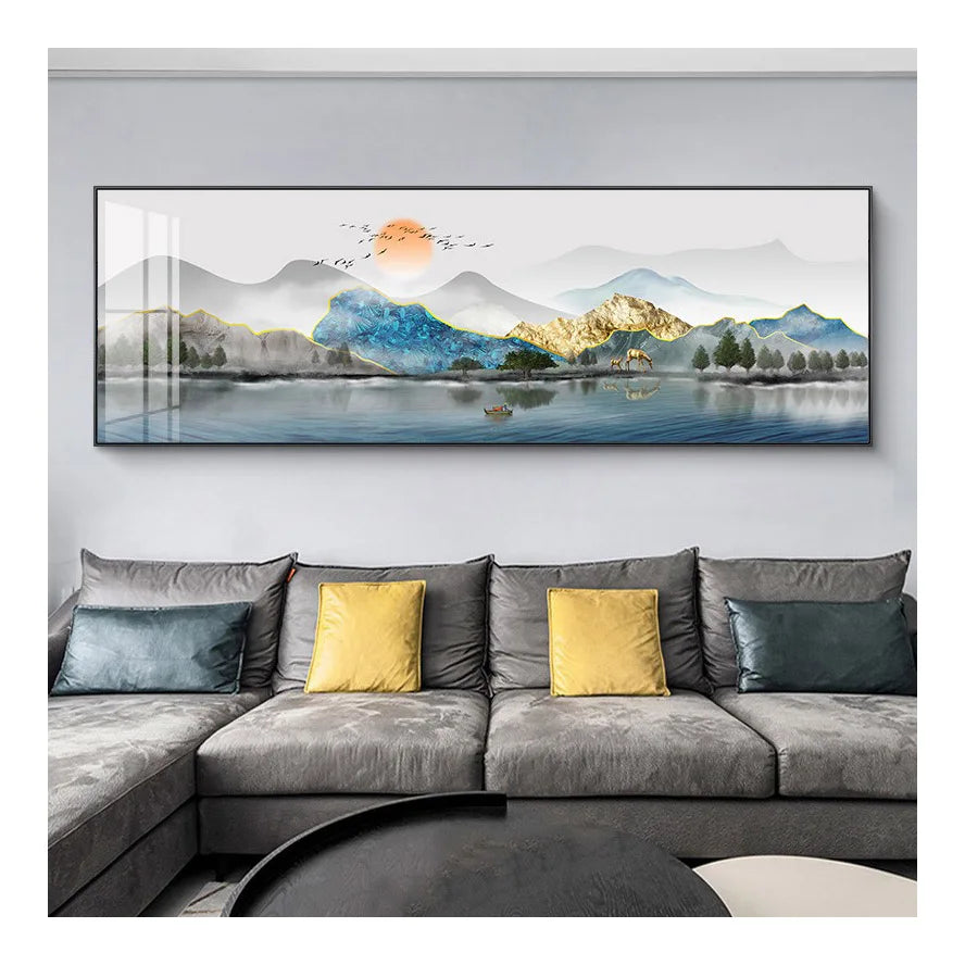 Modern Landscape Canvas Wall Art HD Printed Framed Painting For Living Room Hotel Coffee Bar Office Interior Decor