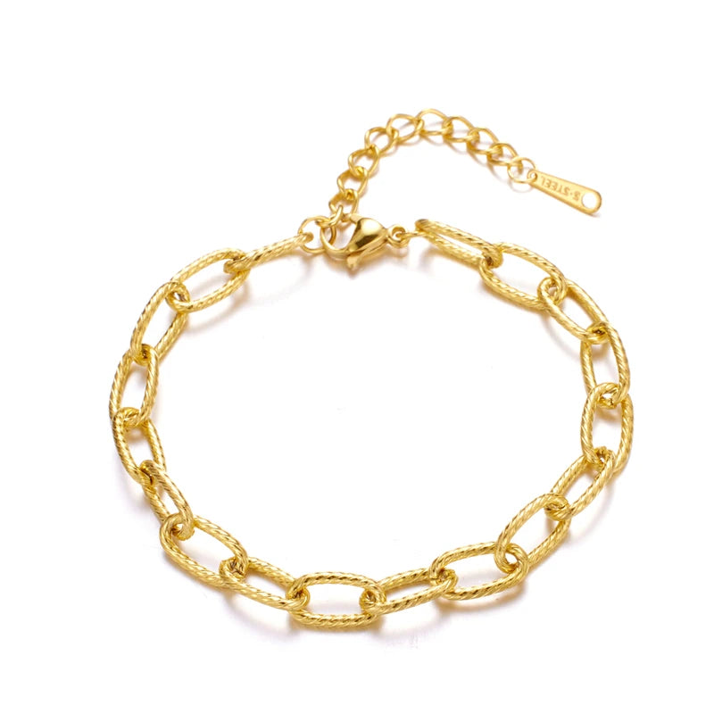 Ladies 14k 18k Gold Plating Non Tarnish Stainless Steel Bracelets Women