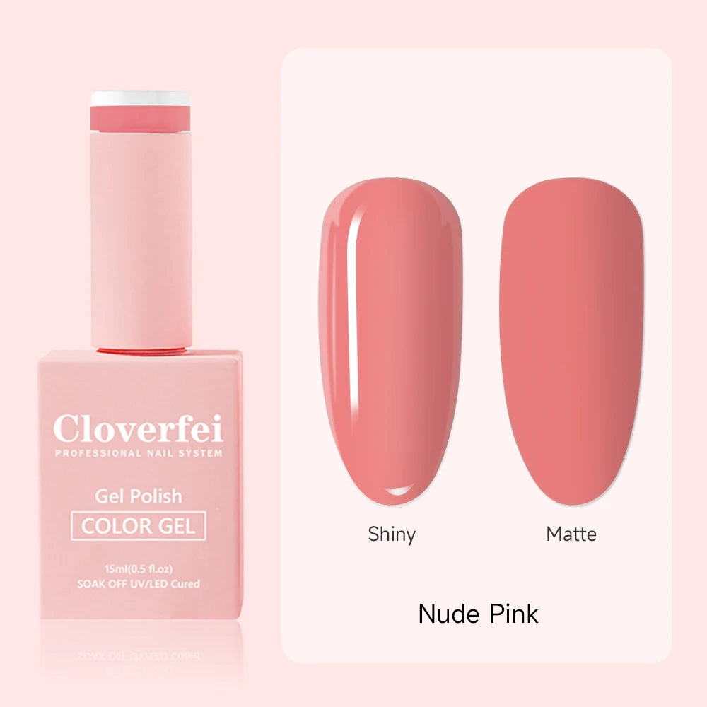 Cloverfei Highly Pigmented Rubber Base Color Nude Pink Semi Permanent Soak Off Gel Nail Polish for Nails Art Salon
