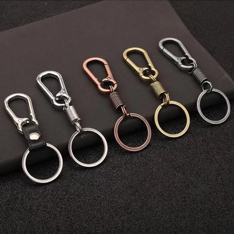 AA0160246 Spring Keychain Retro Simple Men and Women Waist Hanging Buckle Pendant Car Key Ring Gift