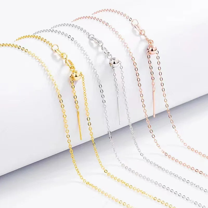 Light Luxury Long Chain Necklace Jewelry With Bead 925 Silver 18K Gold Plated for Women