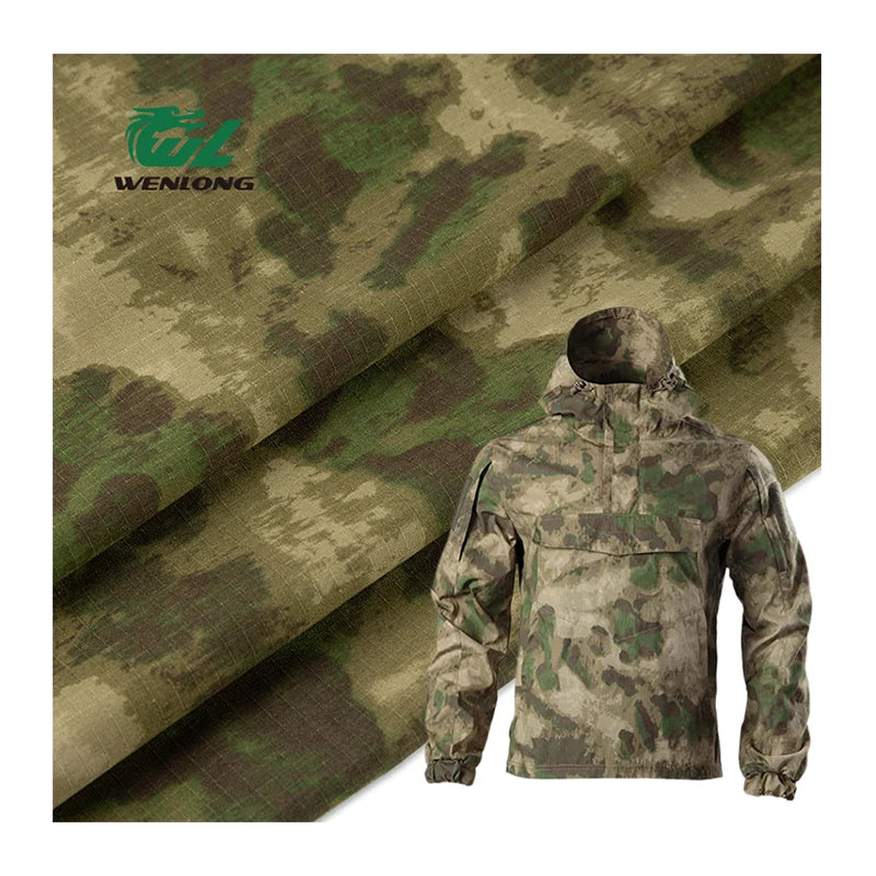RTS Flame Retardant Woven Polyester/Cotton Tear-Resistant A-TACS FG Camouflage Ripstop Fabric for Tactical Gears