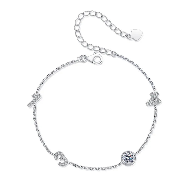 Factory Wholesale D Color 0.5carat Moissanite Bracelets 925 Sterling Silver 1314 Number Adjustable Bracelet for Women