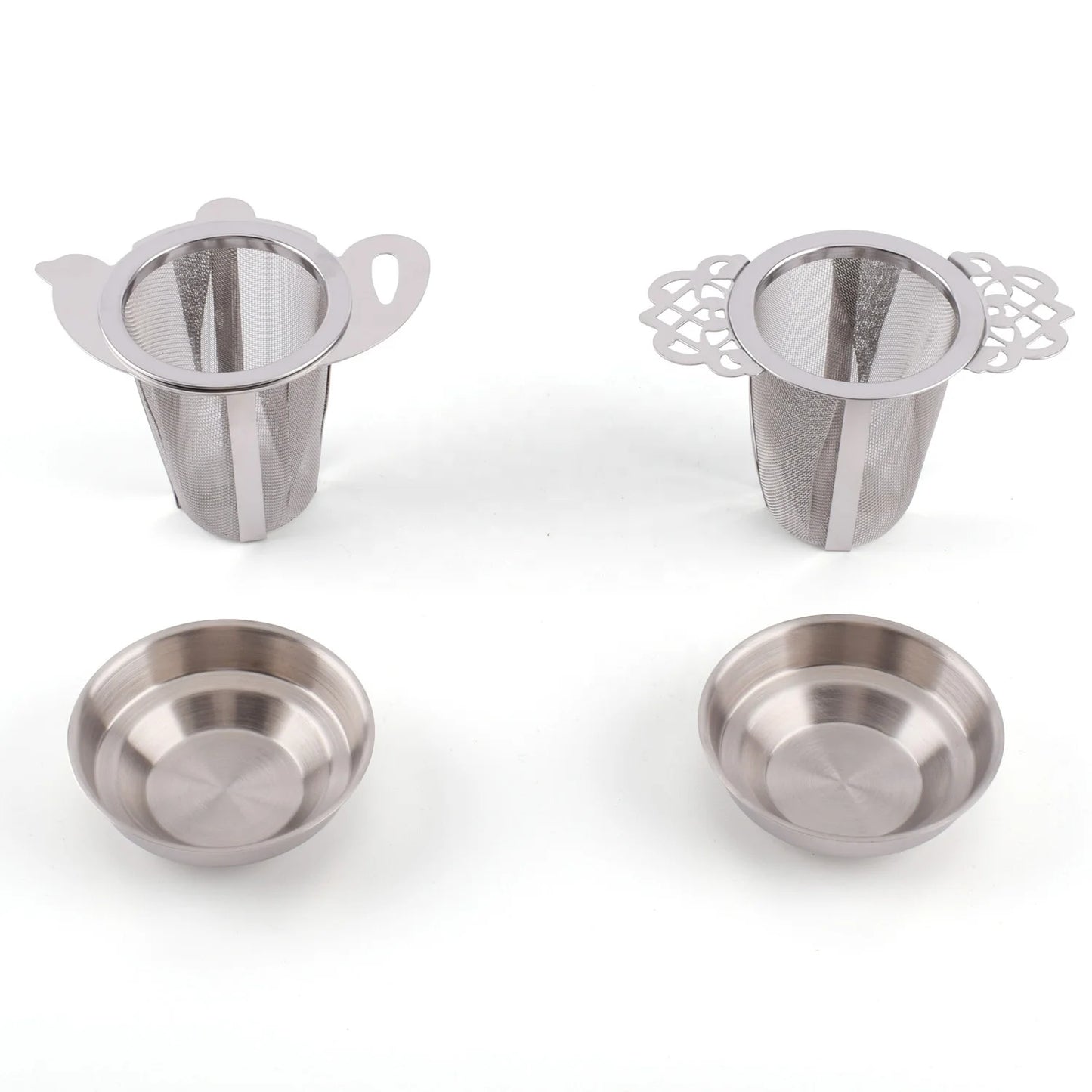 New Design Teapot Shape Handle Stainless Steel Tea Basket With Saucer