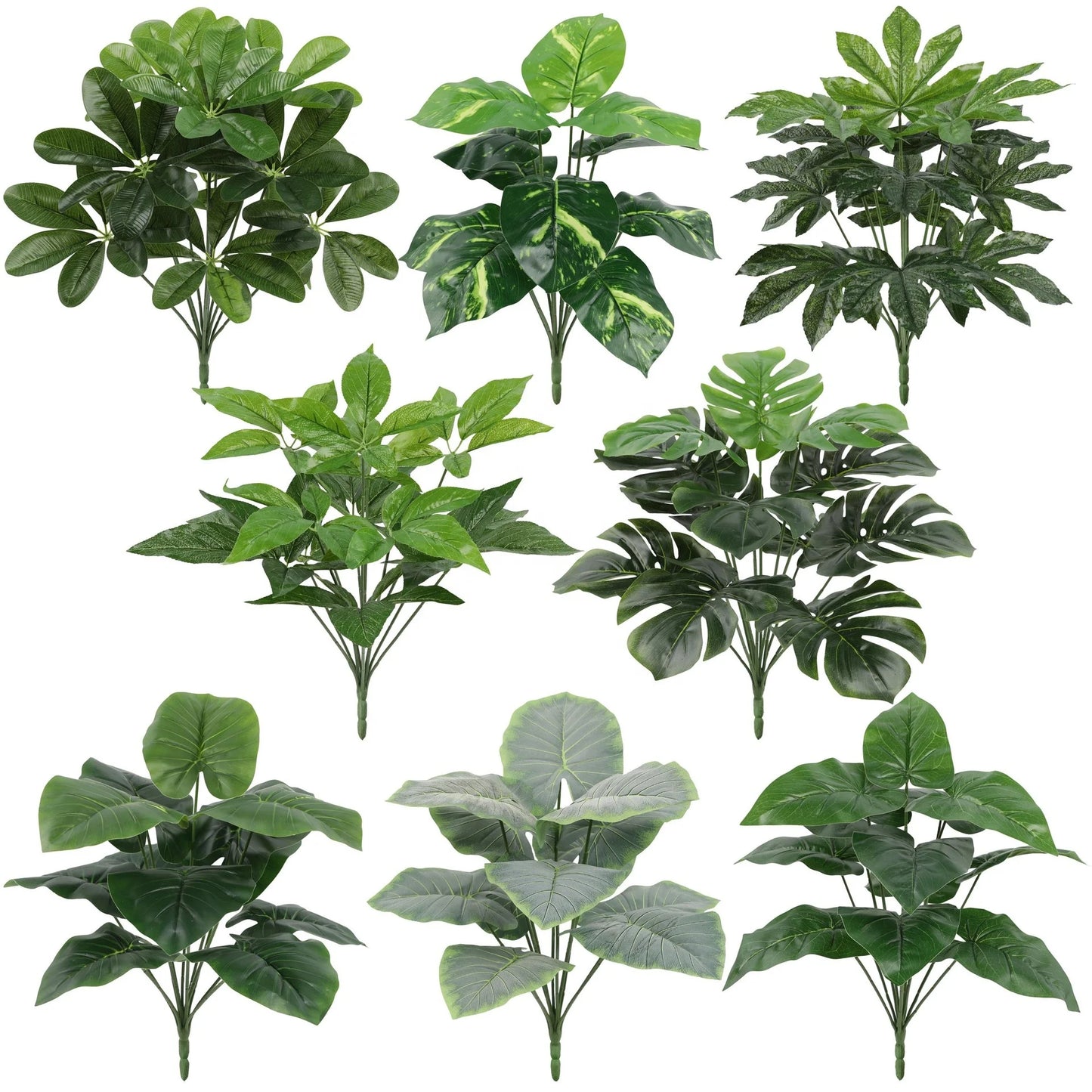 Real Touch 12 Heads Latex Leaf Artificial Green Plants Leaves Bunches for Home Decoration