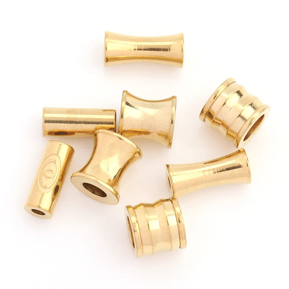 GP Stylish 18k Gold Stainless Steel Small Waist Bamboo Spacer Beads for Jewelry Bracelet and Necklace Accessories