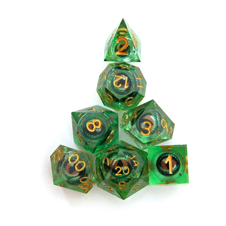 Bulk Green Transparent Polyhedral Resin Dice Set Sharp Resin Dice for D&D and Board Games Plastic Material