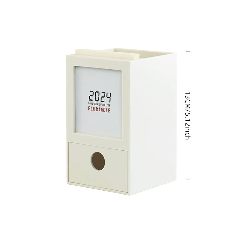 Best-selling pp Plastic Material  Featuring Calendar Storage Drawers White Pen Holder for Office Decoration