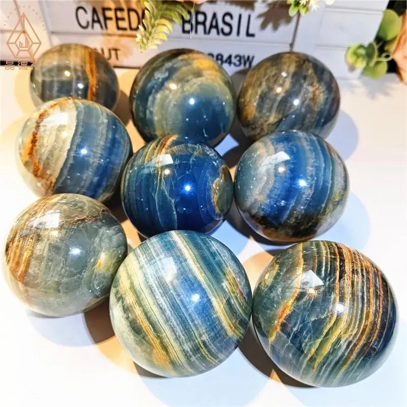 Natural Crystal Sphere Healing Quartz Blue Onyx Ball  for Meditation