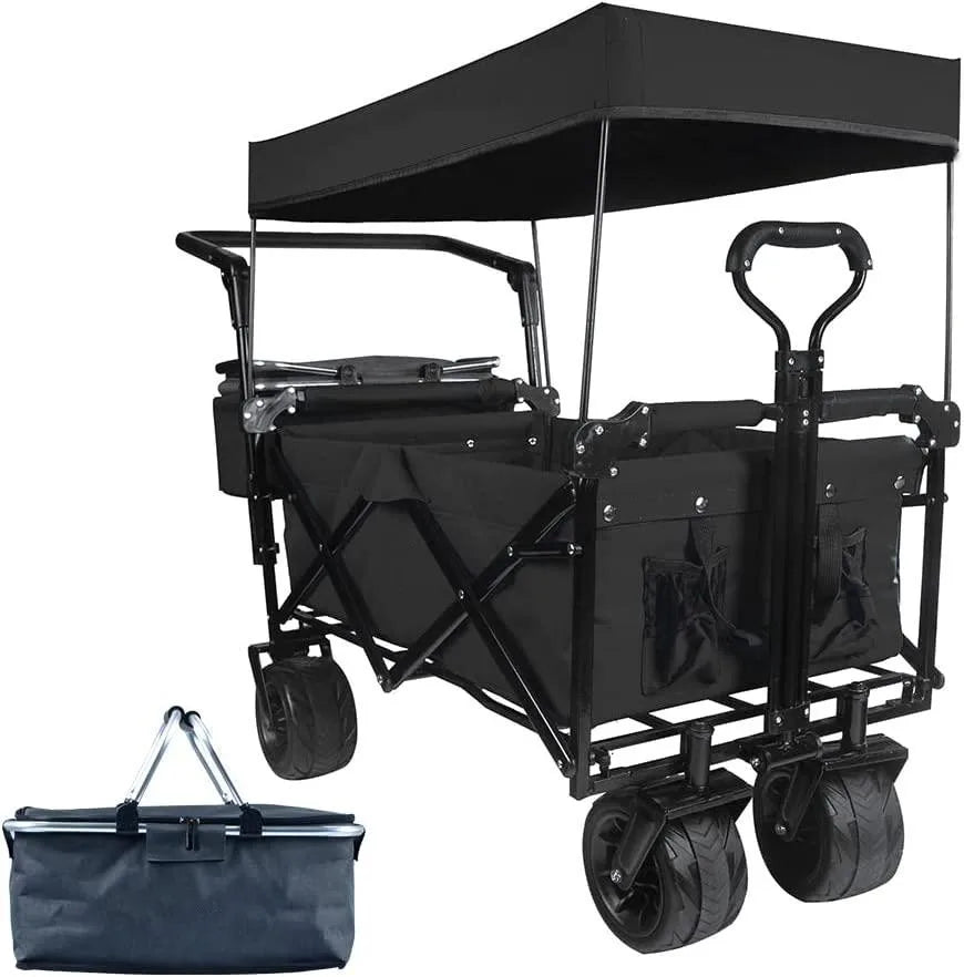 Woqi Extendable Hand Multipurpose 7in Wheel Metal  Garden Picnic Camping Folding Wagon Cart for Travel