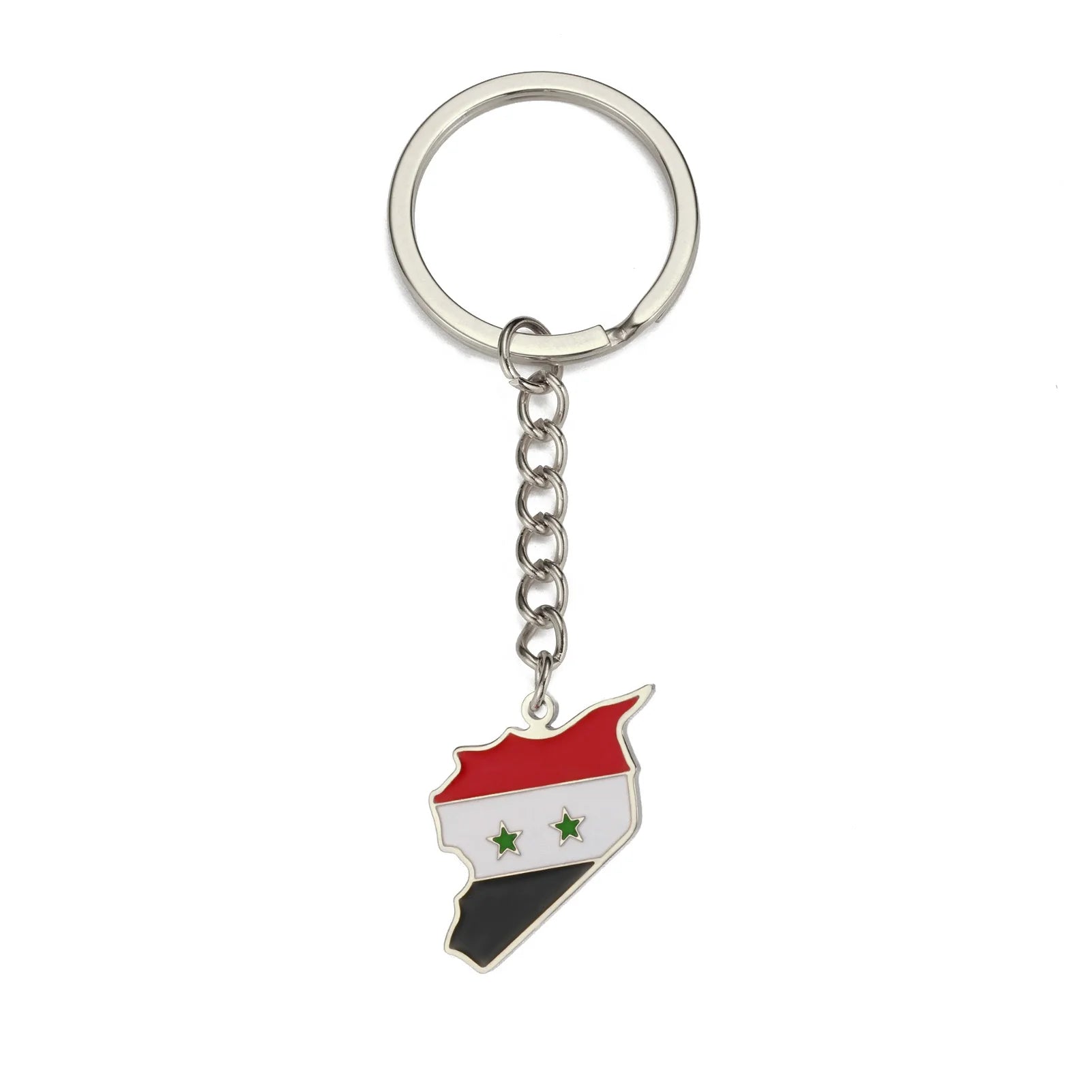 Syria Map Keychain for Women Men Country Flag Map Keyring Stainless Steel Jewelry Anniversary Gift Wholesale