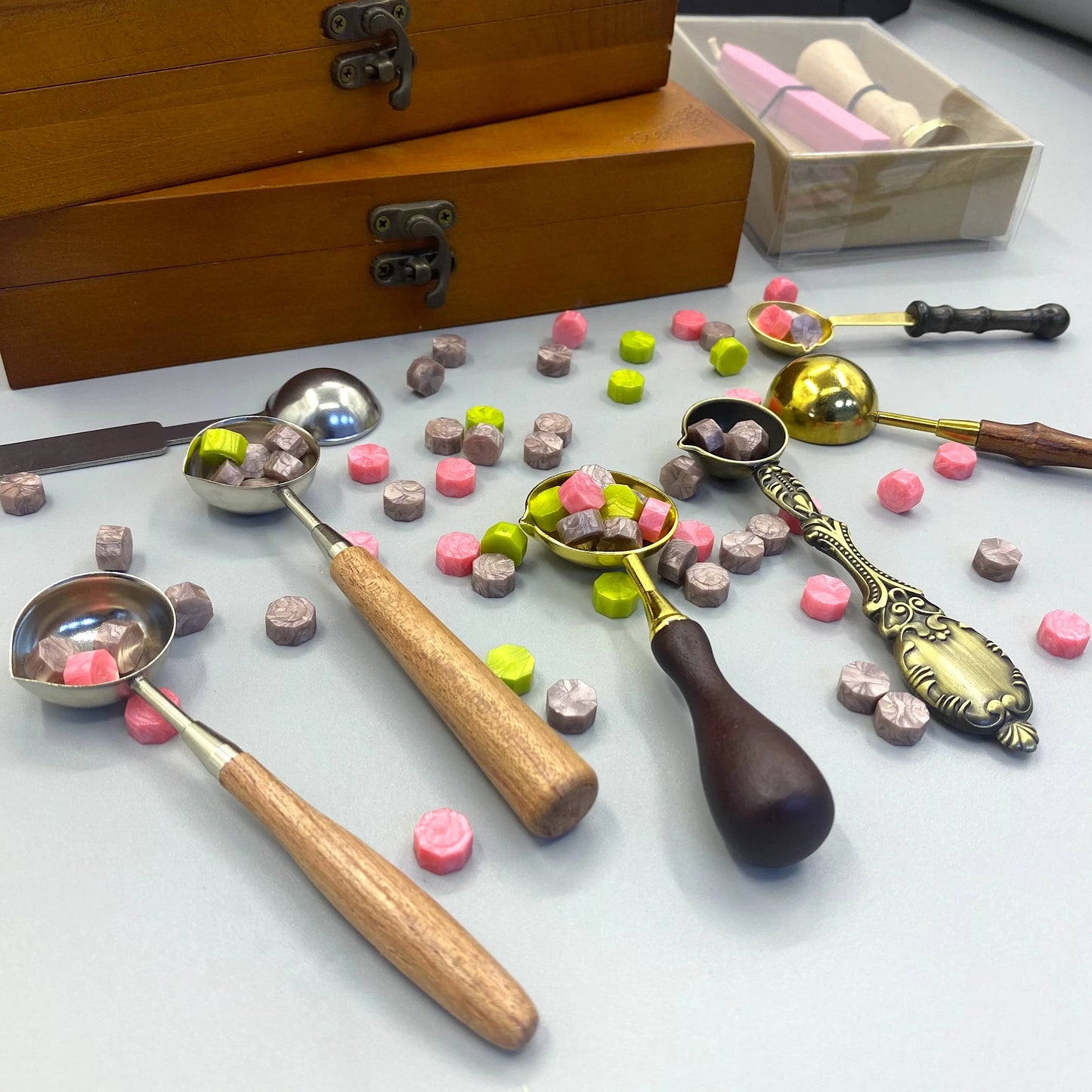 Hot Selling Metal & Wood Wax Seal Stamp and Spoon for Crafts Bead Melting-Various Sizes Available