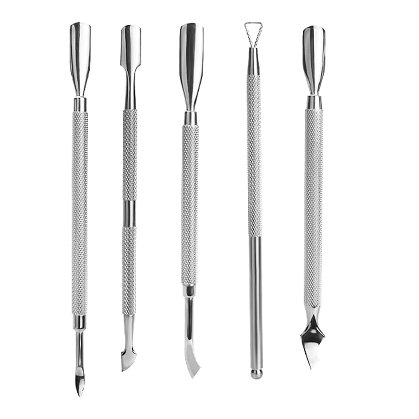 Stainless Steel Russian High End  Silver Angled Square Flat Cuticle Pusher Sets Kit Nail Cuticle Pusher