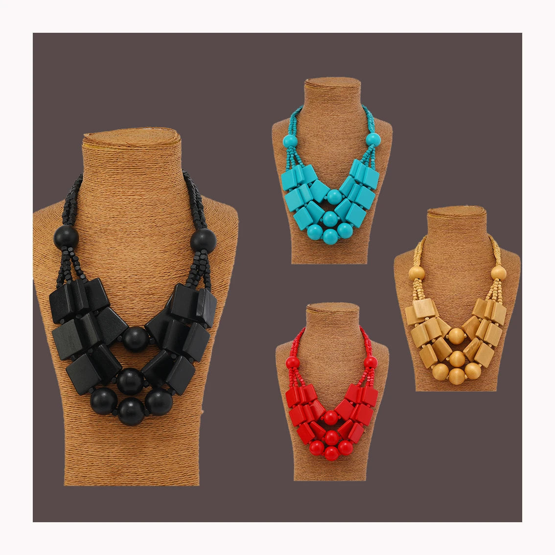 Fashion Women's Bohemia Wood Beaded Necklaces Retro Pendant Jewelry European & American Gift