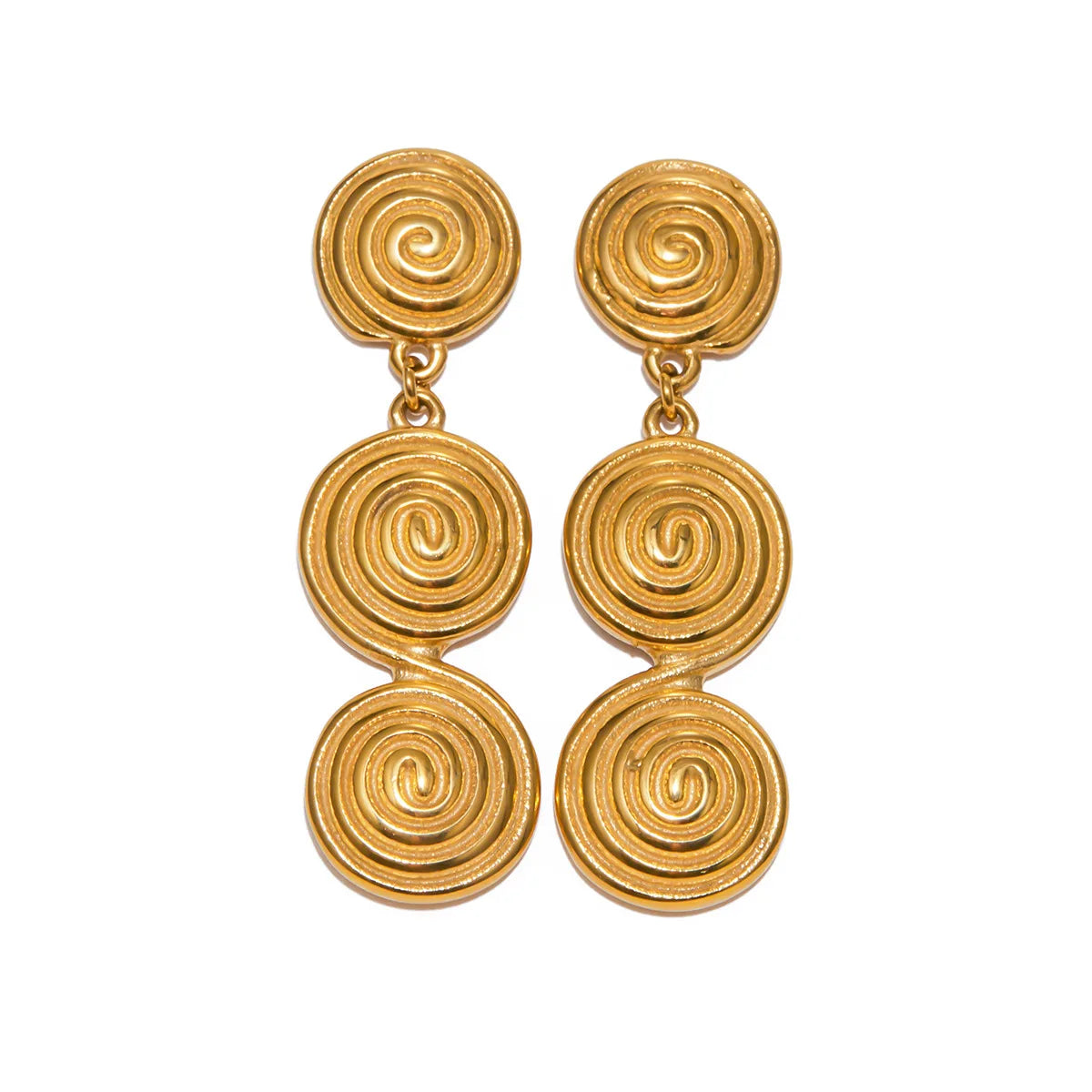 New Style Trendy 18K Gold Plated Stainless Steel Thread Loop Pendant Earrings for Wedding Engagement Gift Party
