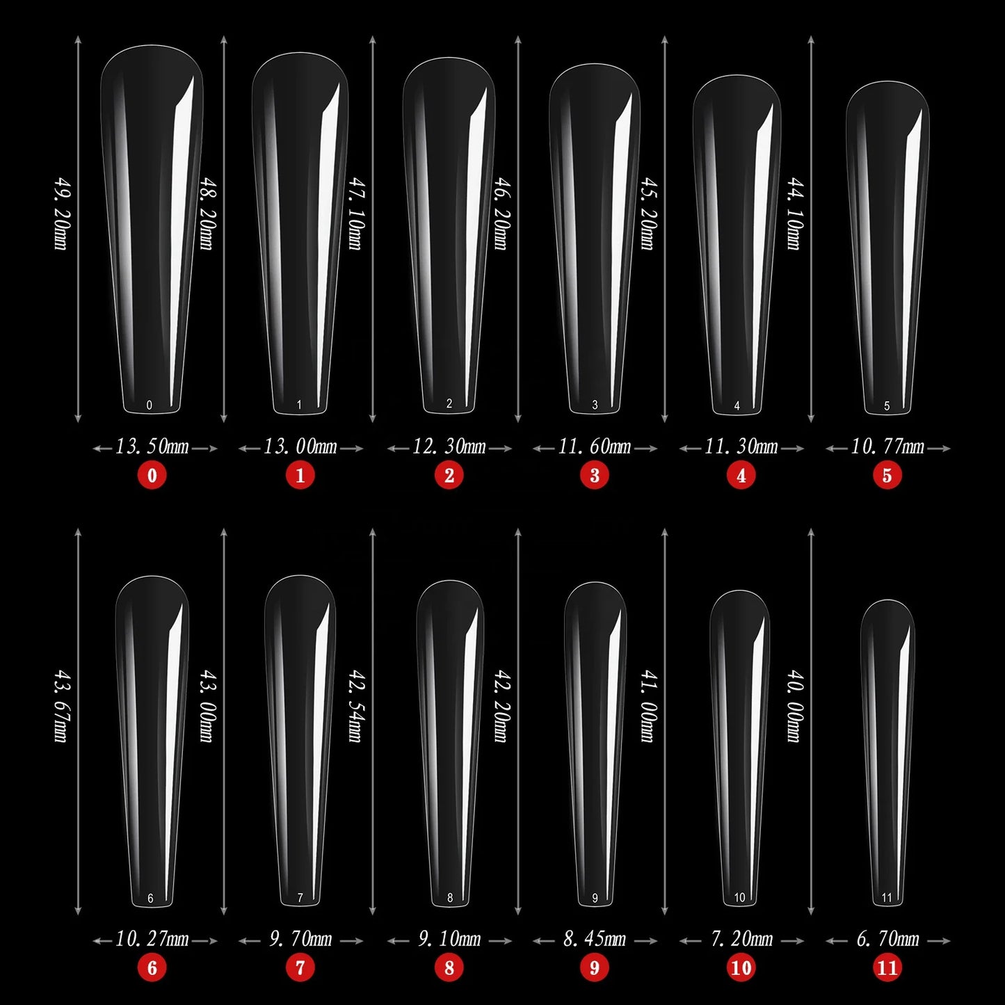 504pcs 3xl Soft Gel Coffin Square Nail False Clear Straight Stiletto French Ballerina No C Curve Almond 3xl Full Cover Nail T