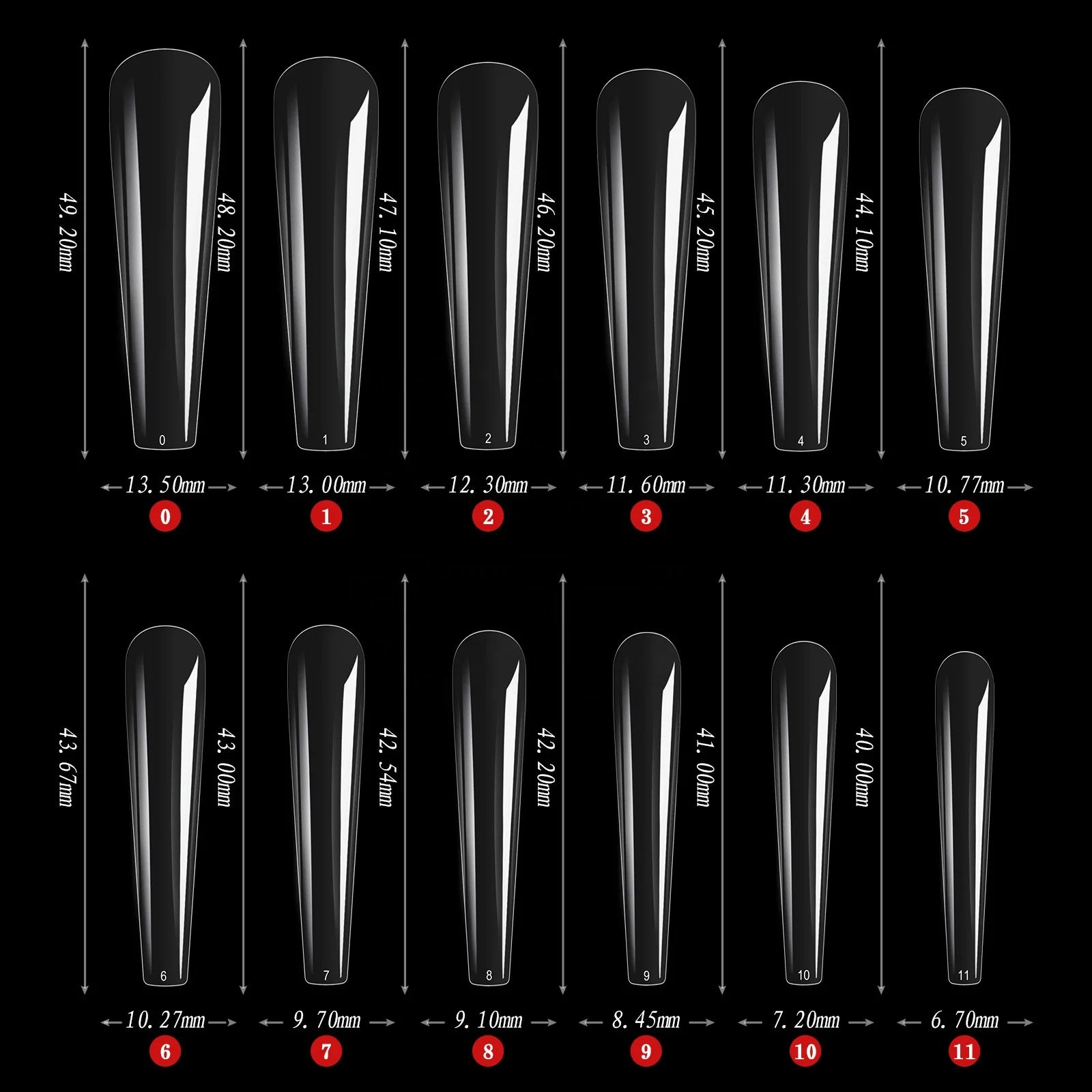 504pcs 3xl Soft Gel Coffin Square Nail False Clear Straight Stiletto French Ballerina No C Curve Almond 3xl Full Cover Nail T