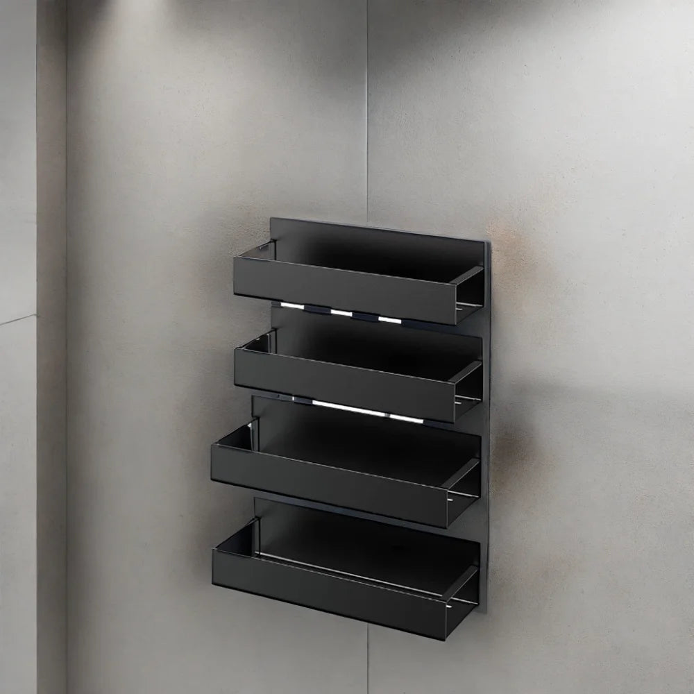 Single-Tier Stainless Steel Magnetic Spice Rack Space-Saving Refrigerator Side Shelf Kitchen Organizer for Household Fridge