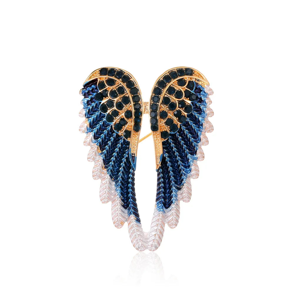 DRAL1141 Personalized and Minimalist Angel Wing Brooch Korean Fashion Versatile Alloy Diamond Inlaid Brooch