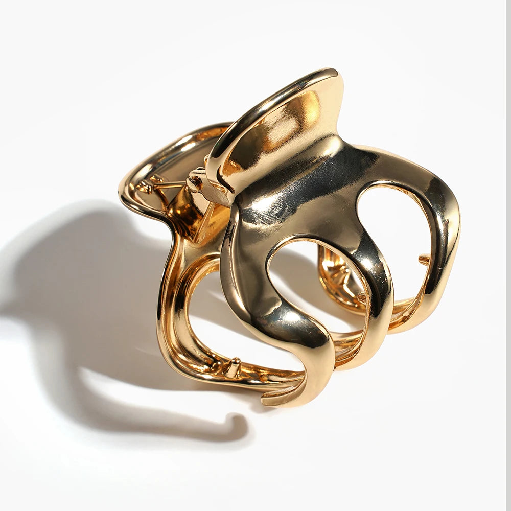 Gold Metal Hair Claw Clip Small Kids Pumpkin Octopus Claw Clip Set Shiny Black Custom Korean Luxury Hair Claw Clip